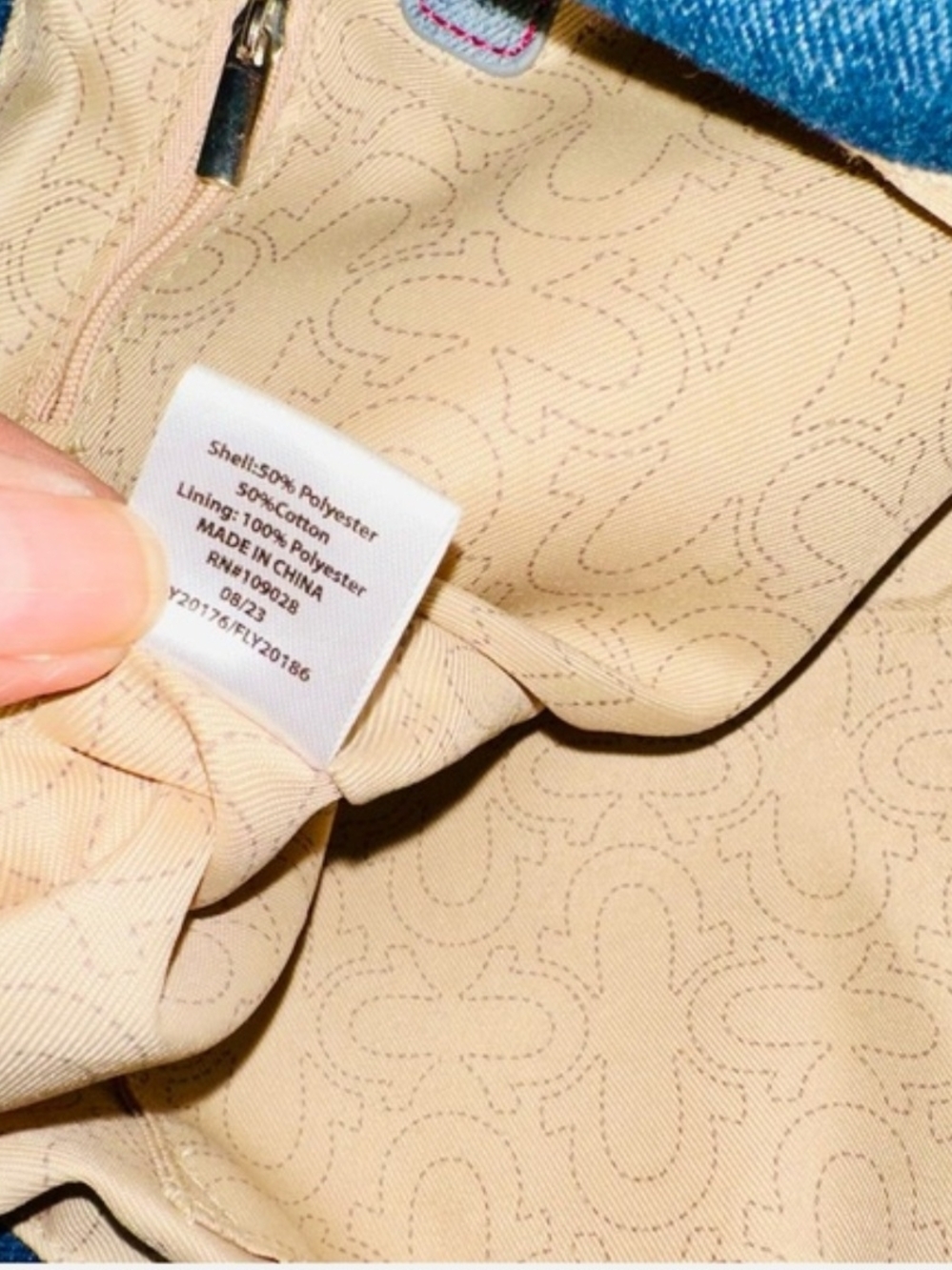 True Religion Denim Shoulder Bag with Pink Stitching - Picture 6 of 10